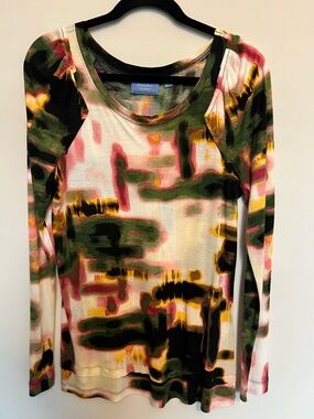 Simply Vera Vera Wang Artistic Long Sleeve Top - Green, Pink, Black size M